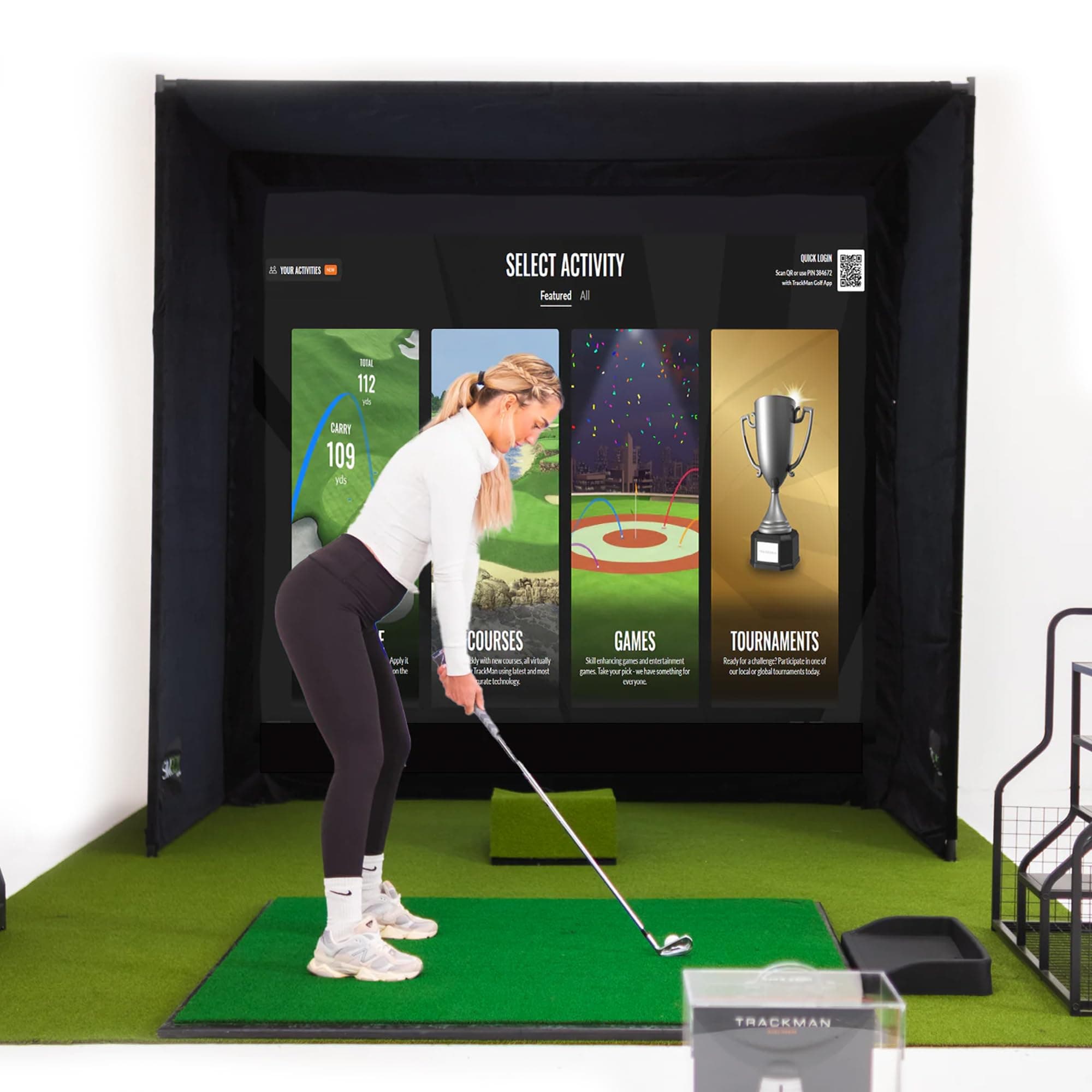 GolfBays SIMBOX Golf Simulator Enclosure – Premium Golf at Home Practice, Easy Setup, Various Sizes, Fabric with Durable Frame & Impact Screen