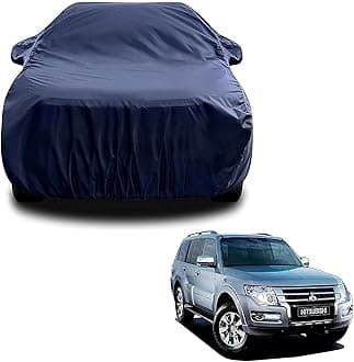 Sulfar 100% Water Resistant Car Body Cover Compatible with Mirror for Mitsubishi Montero (Triple Stitched, Full Bottom Elastic, Navy Blue)