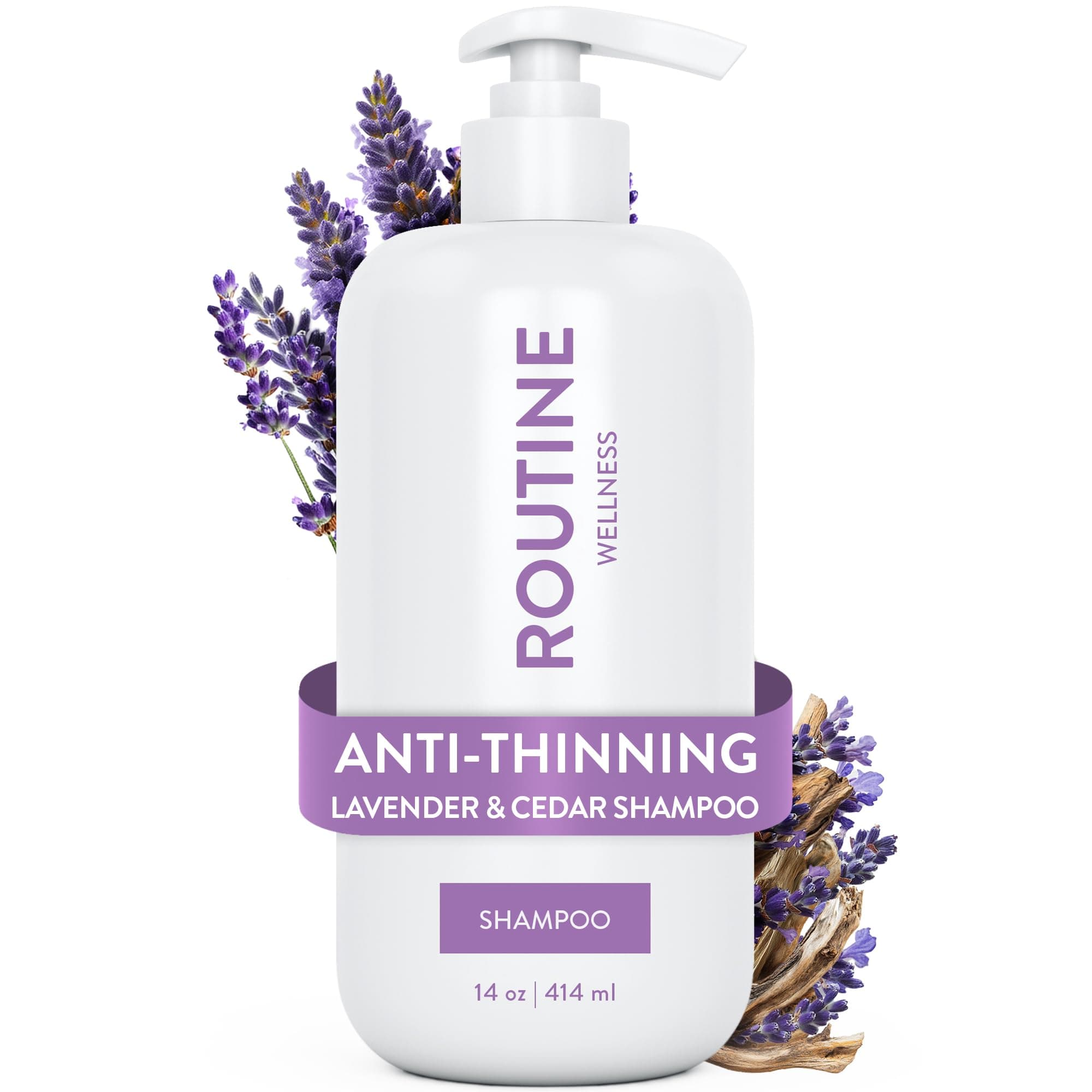 Anti-Thinning Shampoo for Thinning Hair - Biotin DHT Blocker Women & Men - Color Safe Shampoo for Hair Loss & Healthy Hair - Lavender & Cedar - 14oz