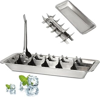 Vintage-Style Stainless Steel Ice Cube Tray with Lever, Easy-release 18-Slot Ice Cube Maker, Food-Grade Metal Freezer Mold for Baby Food, Juice, Veggies