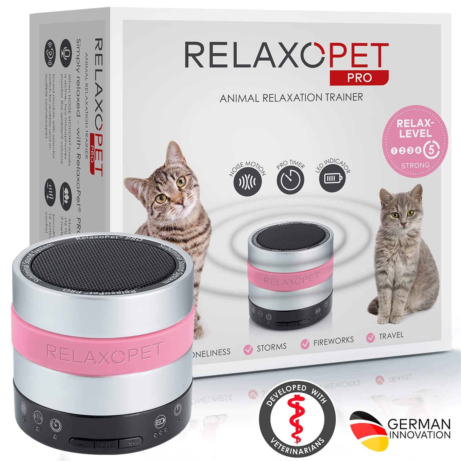 PRO, Relaxation Trainer for Cats, Stress Relief and Calming Device for Cats Helps with Cat Anxiety, Reduces Destructive Behavior, Spraying, Scratching. Subliminal Sound Calming Aid