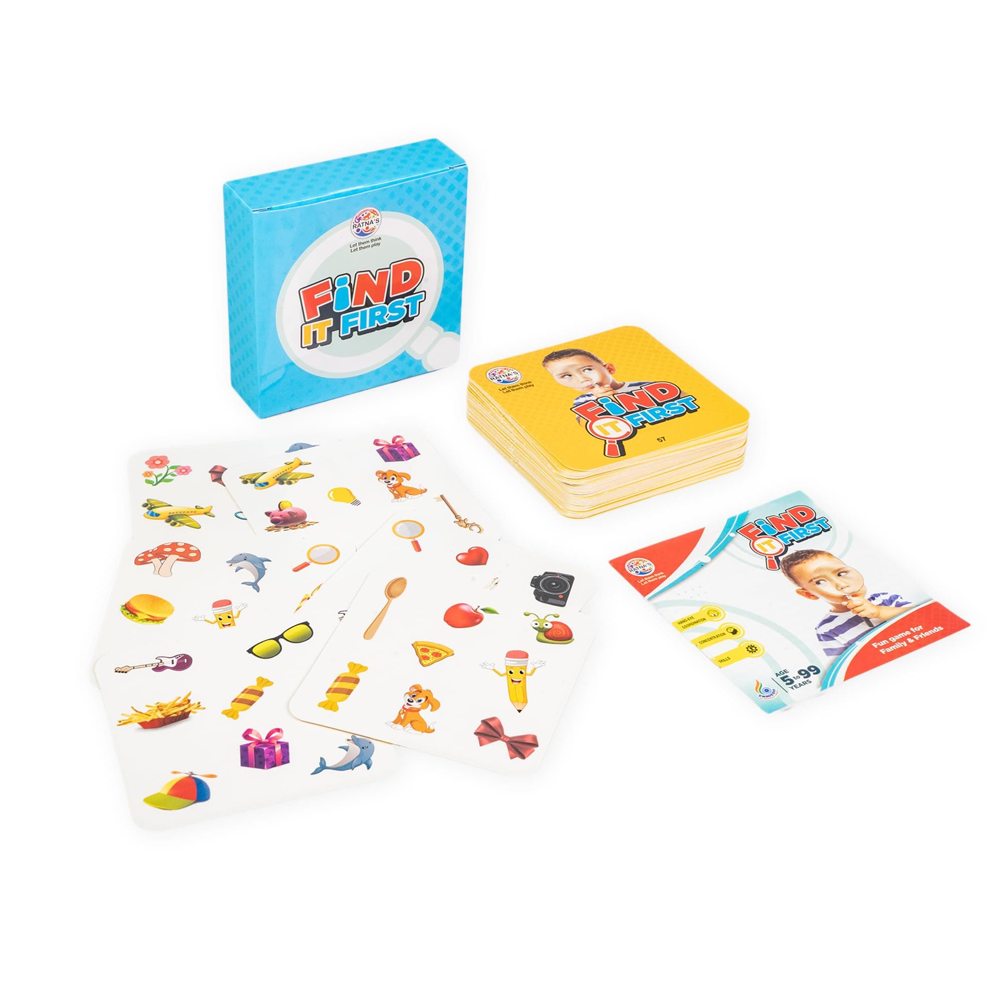 Ratna's Find It First Match Game, Visual Perception Family Card Game, 2-8 Players Game for Kids Ages 5 Years and Above