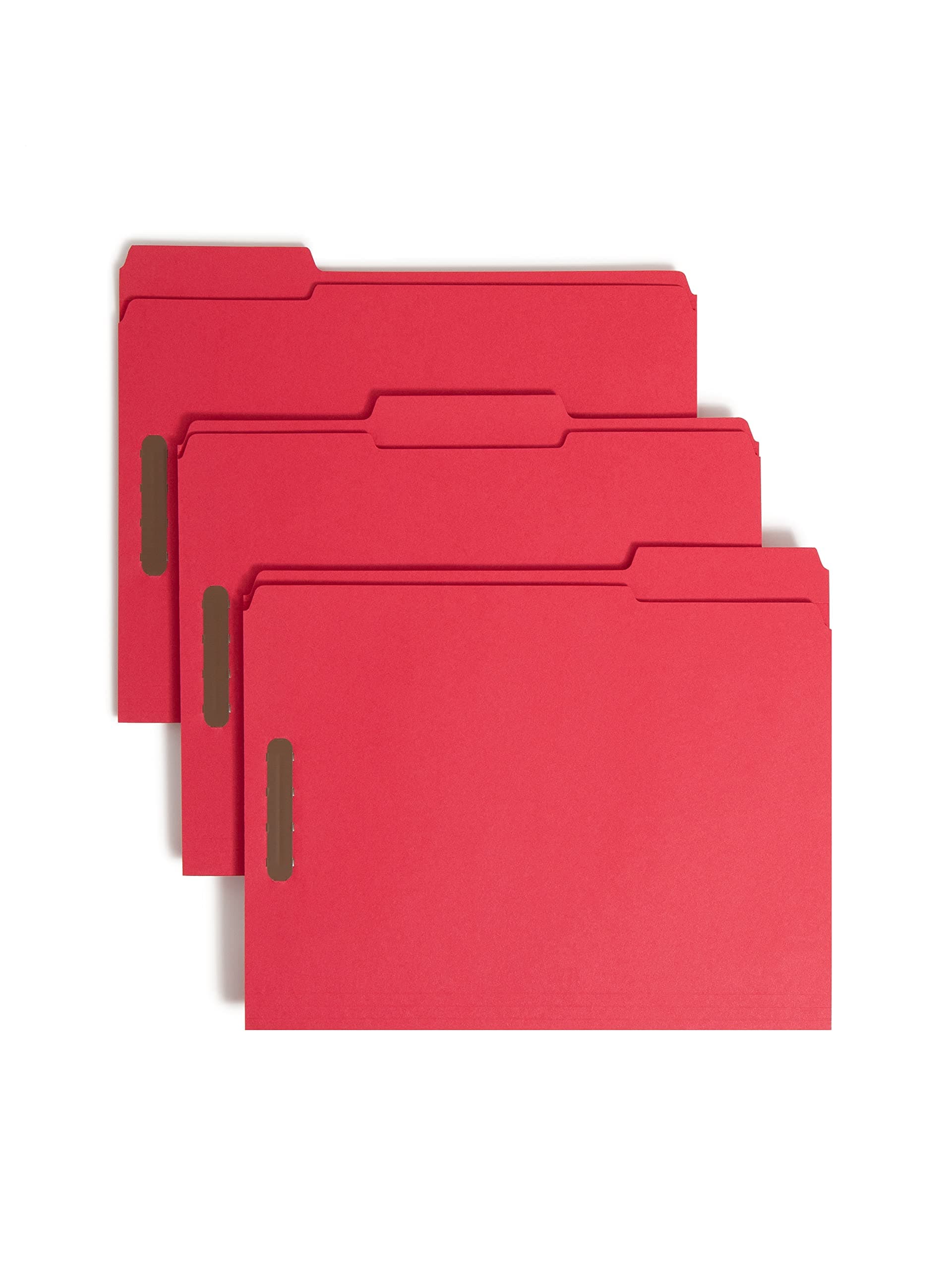 Smead Fastener File Folders, Reinforced 1/3-Cut Tabs, 2 Fasteners, Letter Size, Red, 50 per Box (12740)