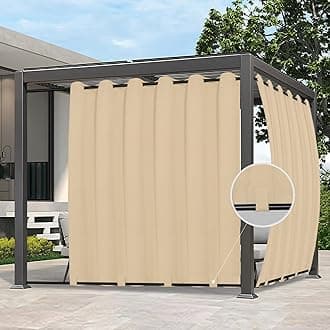 Easy-Going Outdoor Curtains Waterproof Windproof Weatherproof Curtain for Patio, Cabana, Porch, Pergola and Gazebo, Grommet Top and Tab Bottom Drape, 1panel, 110x120 inch, Beige