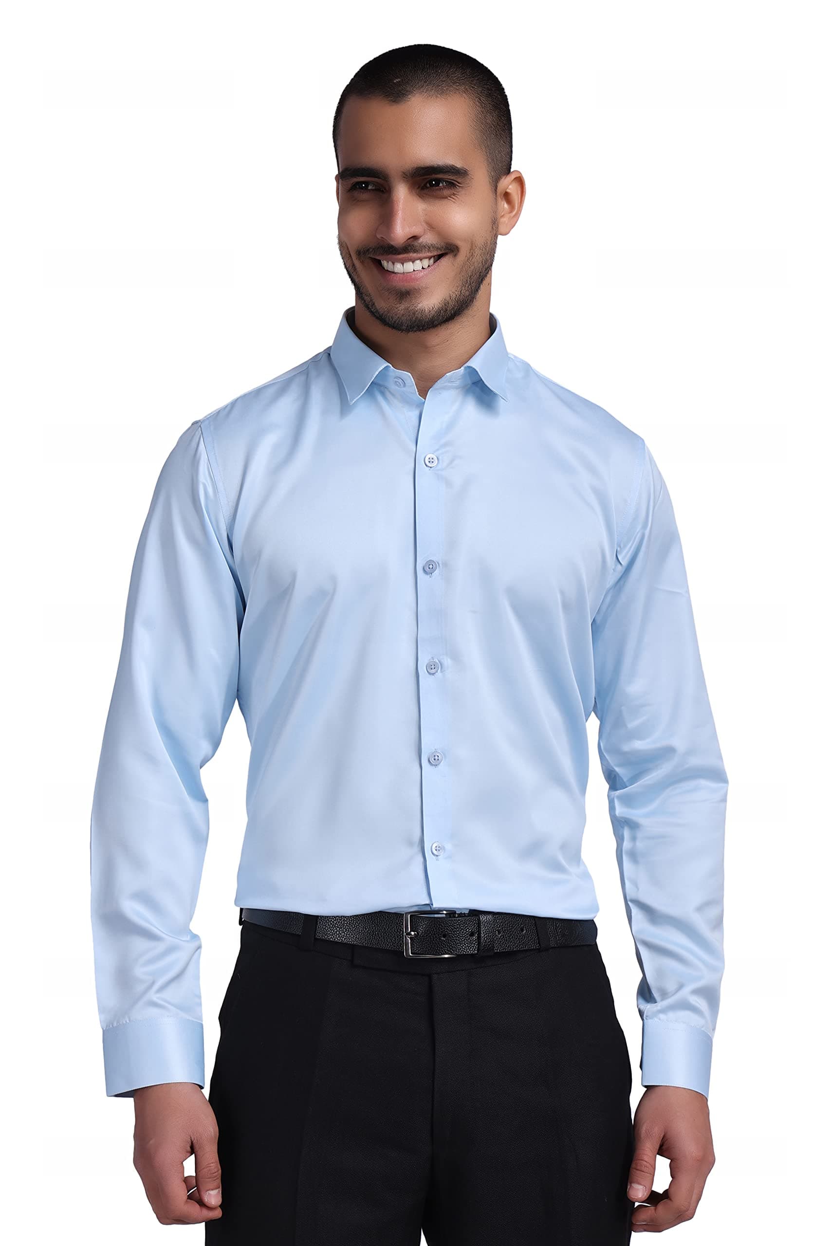 Bowrain Men's Satin Shirt Full Sleeves