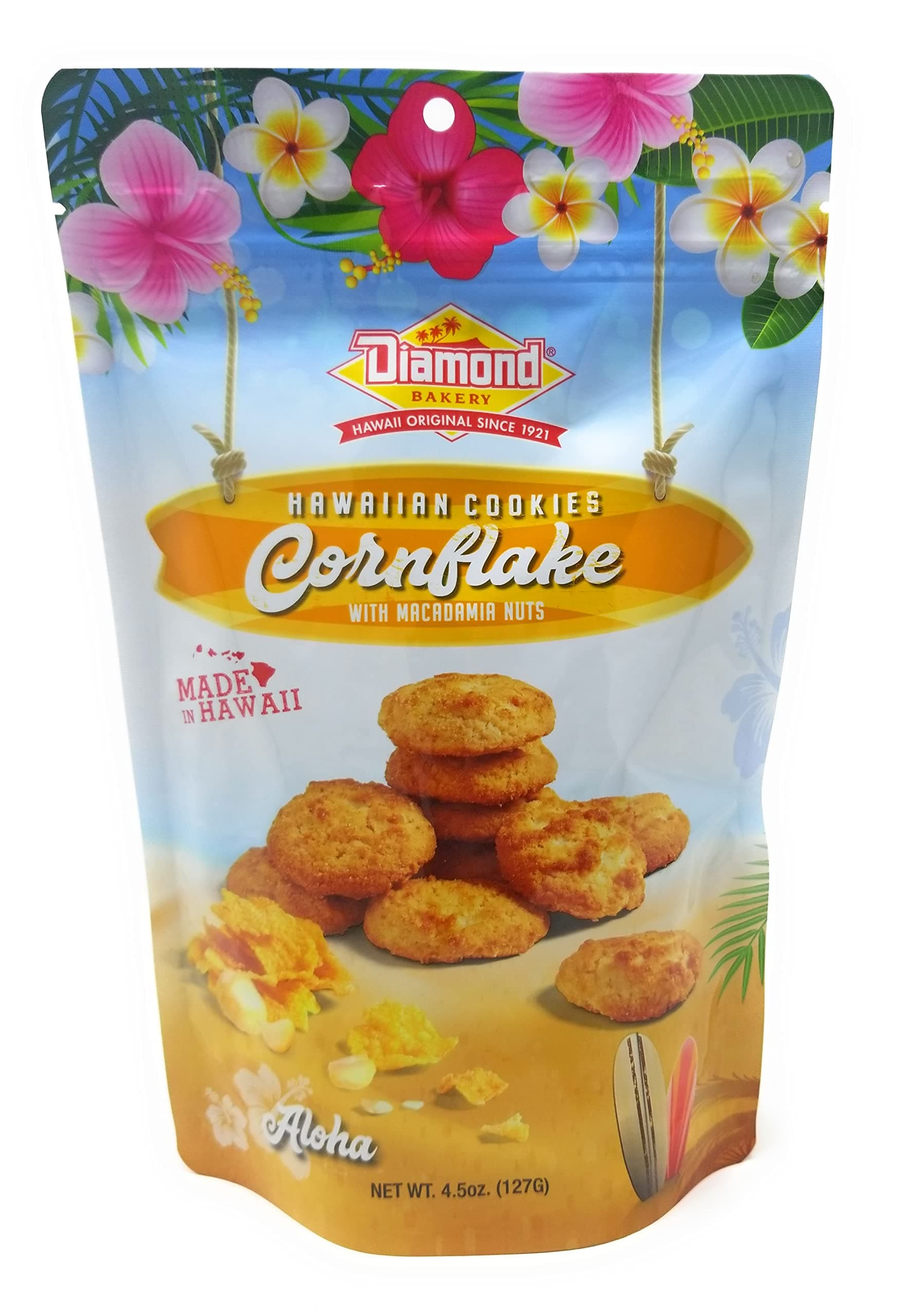 Hawaiian Cookies Cornflake with Macadamia Nuts 4.5 oz (127g) Resealable Pouch