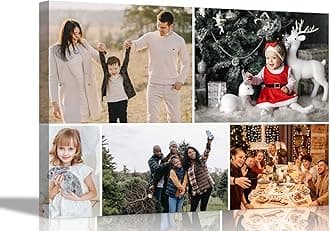 Artley Prints 5 Photos on Custom Canvas Wall Art Hanging Wall Decor Personalised Pictures Stretched and Framed Prints 101 x 76cm (40 x 30 inches)