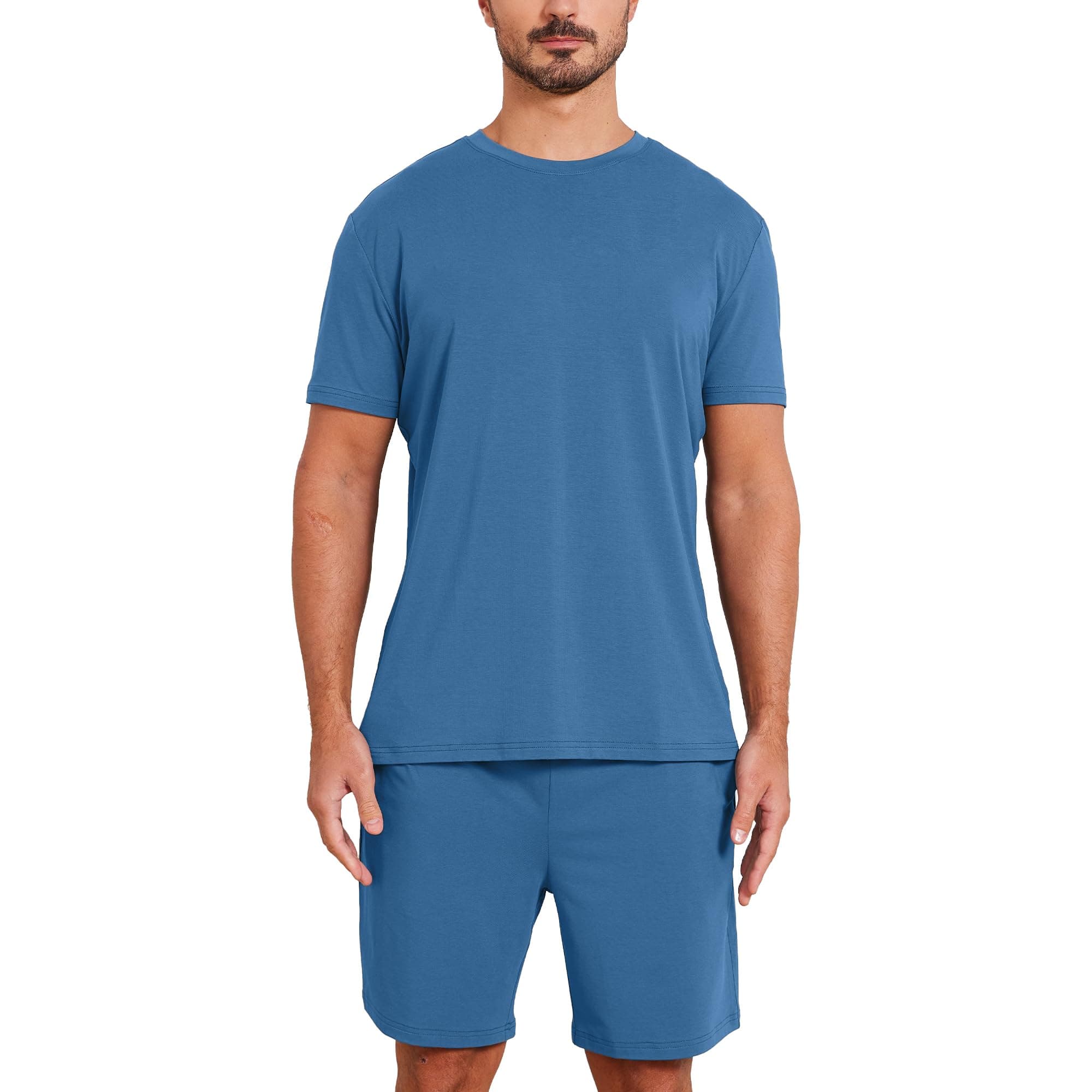 netdraw Men's Ultra Soft Bamboo Viscose Pajama Sets Lightweight Comfy Lounge Sleep Short Sleeve Pjs Sleepwear