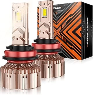 SEALIGHT 2024 X6S H11/H9/H8 Bulbs 4500K, Warm White, 800% Ultra Bright H11/H9/H8 Bulbs with 25000RPM Upgraded Cooling Fan, IP68 Fog Bulbs Plug and Play, Package