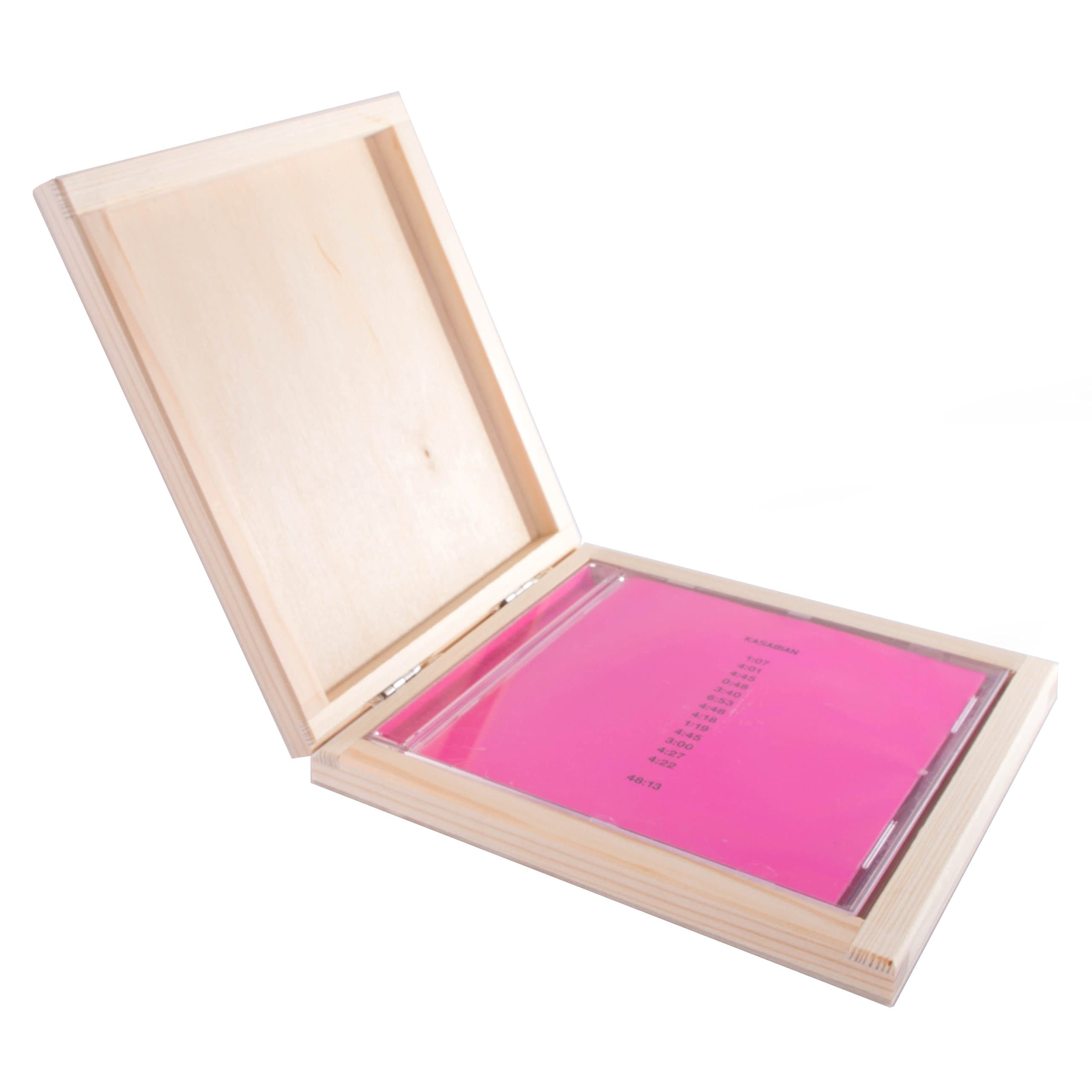 Wooden CD Storage Box with Lid/Unpainted/Suitable for 1 CD/Case / 16.5 x 14.5 x 2.5cm