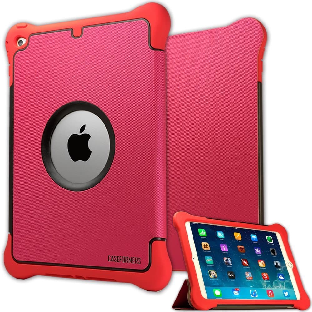 Caseformers Armor Shield Cover Flip Case with Stand for iPad Air 2 - Red/Pink