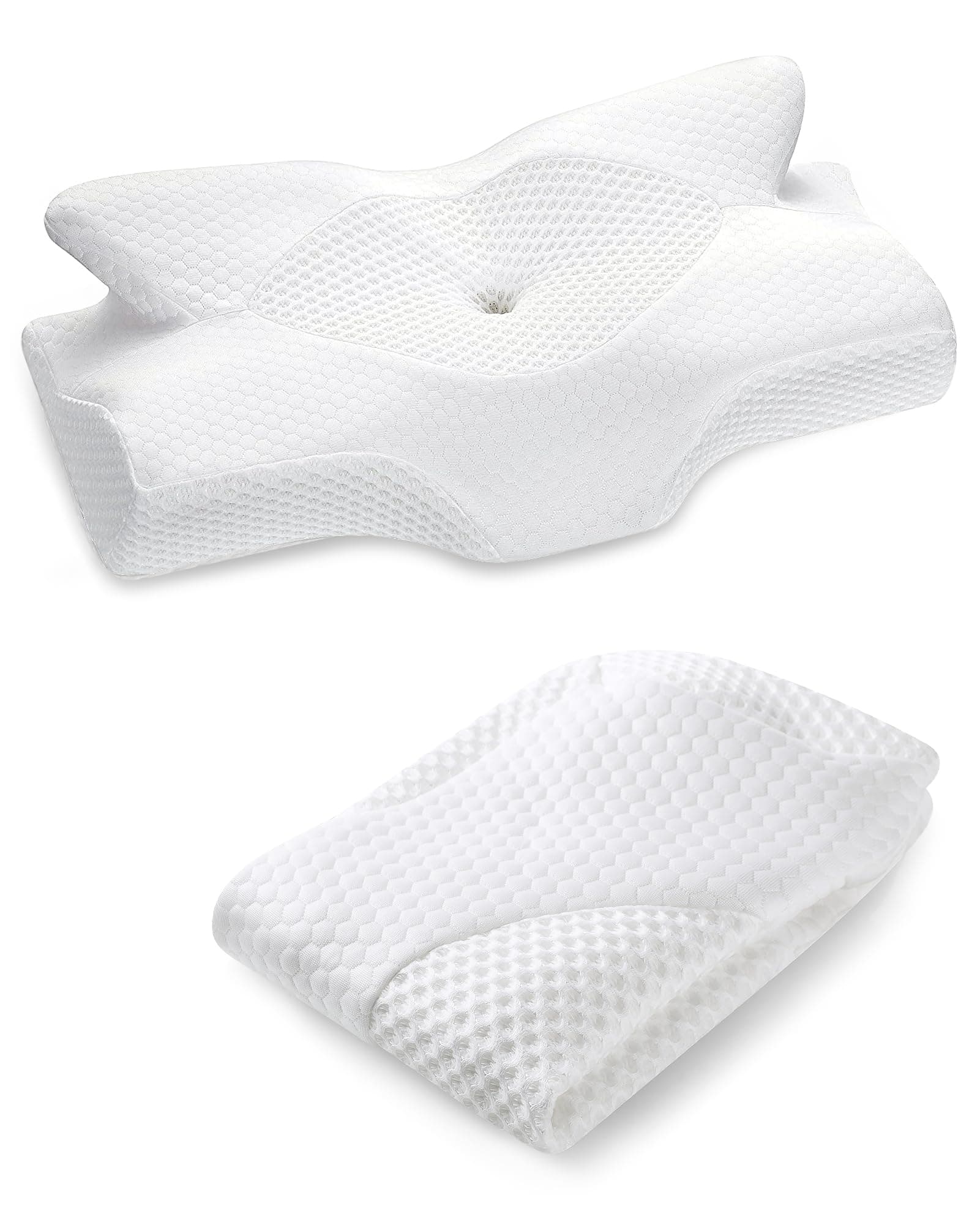 Cervical Memory Foam Pillowcase (No Filler) (White)
