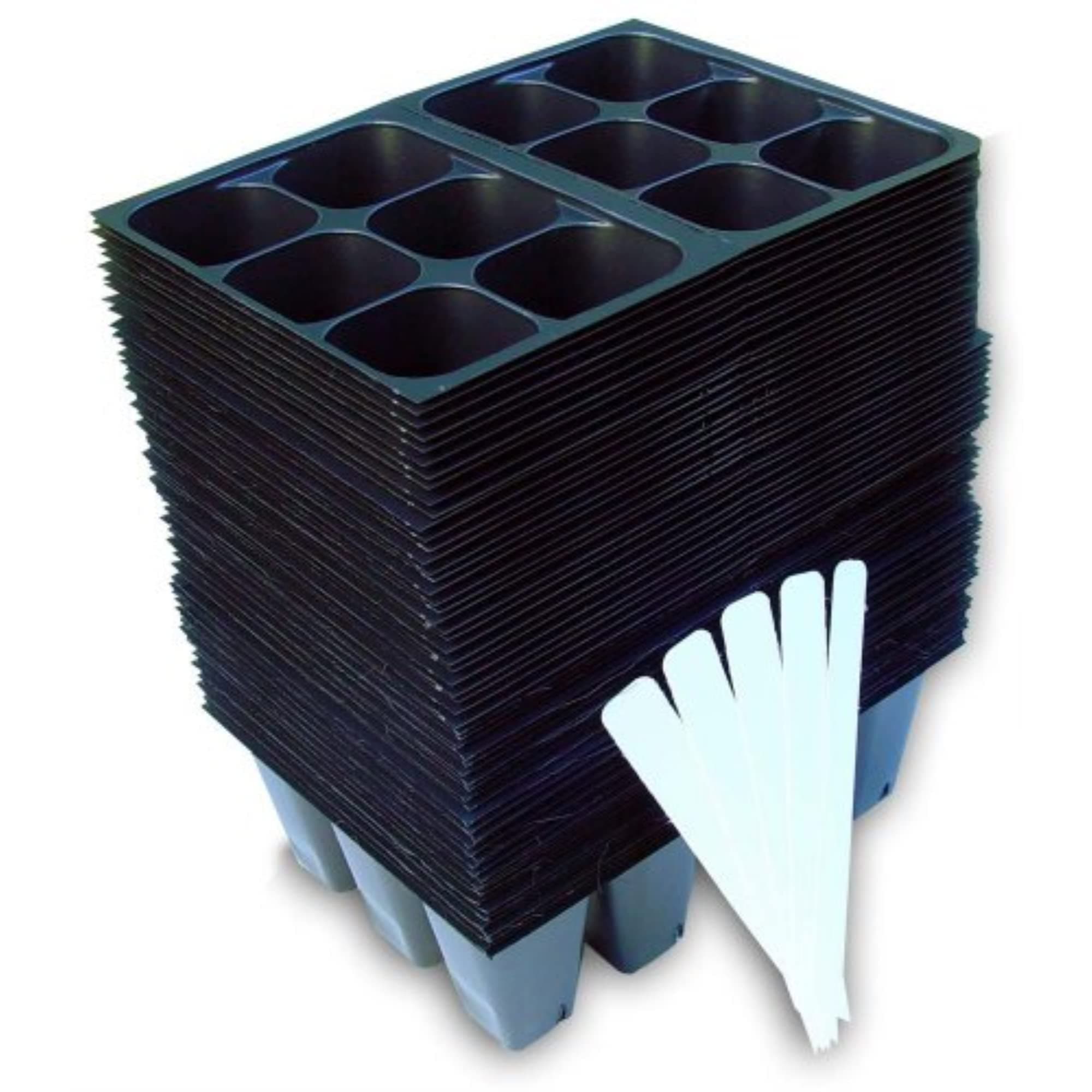 Seedling Starter Trays, 720 Cells: (120 Trays; 6-cells Per Tray), Plus 5 Plant Labels