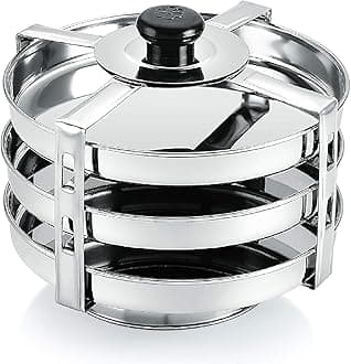 - Stainless Steel Dhokla & Thatte Idli Maker Set � 3 Large Plates (16cm), 4-Wire Stand, Fits All Cookers, Perfect for Khaman Dhokla, Idli, Thattu, & Steamed Food Preparation