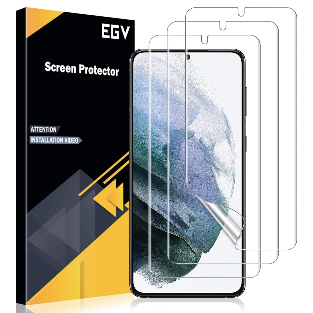 EGV [3 Pack] Compatible for Samsung Galaxy S21 Plus 6.7-inch, [Not Glass] Flexible Screen protector [Support Fingerprint Unlock] Bubble Free [Easy Installation Tool]