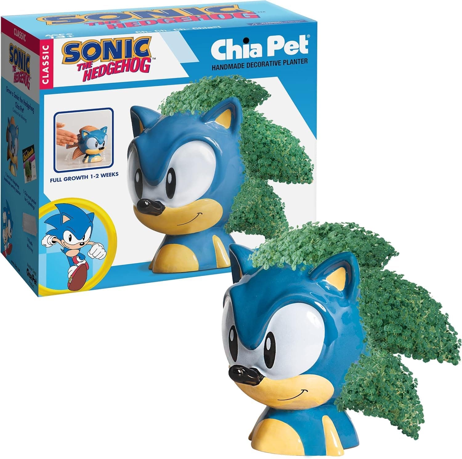 Chia Pet Sonic The Hedgehog with Seed Pack, Decorative Pottery Planter, Easy to Do and Fun to Grow, Novelty Gift, Perfect for Any Occasion