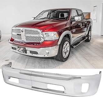 Front Bumper Compatible with 2013-2018 Dodge Ram 1500, Chrome Truck Automotive Steel Replacement Bumpers Face Bar, with Fog Light Holes, without Sensor Holes (Style G)