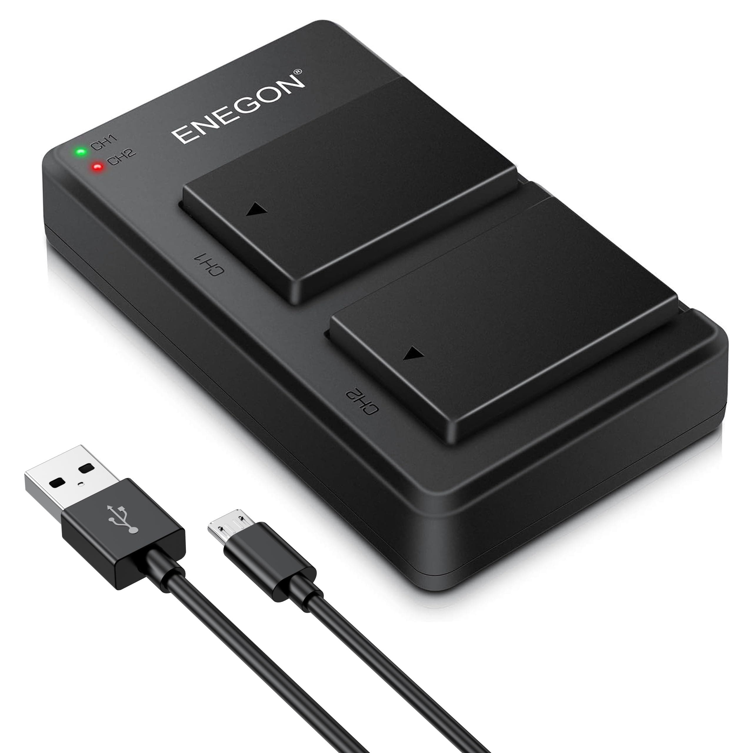 ENEGON 2 Pack LP-E17 Camera Battery 1040mAh with Micro USB Dual Charger for Canon R8, R10, R50, RP, T7i, EOS M3, M5, M6, EOS 200D, 250D, 77D, 750D, 760D, 800D, Rebel SL2, T6i, T6s, Digital SLR Camera