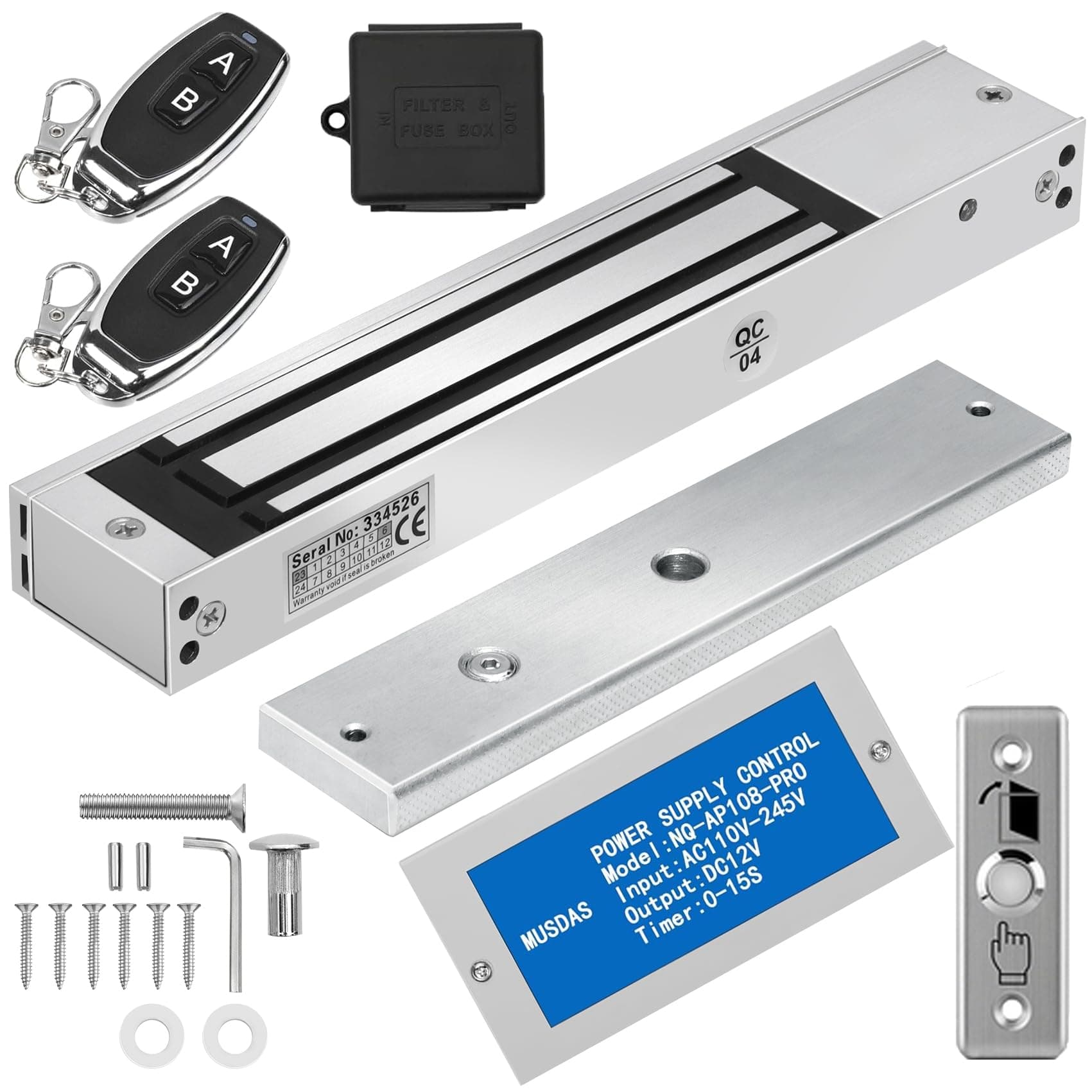 FERUERW Access Control Outswinging 600lb Electromagnetic Door Lock Kit System, with Two Remote Control, Built-in Alert Tone (Not Adsorbed Correctly)