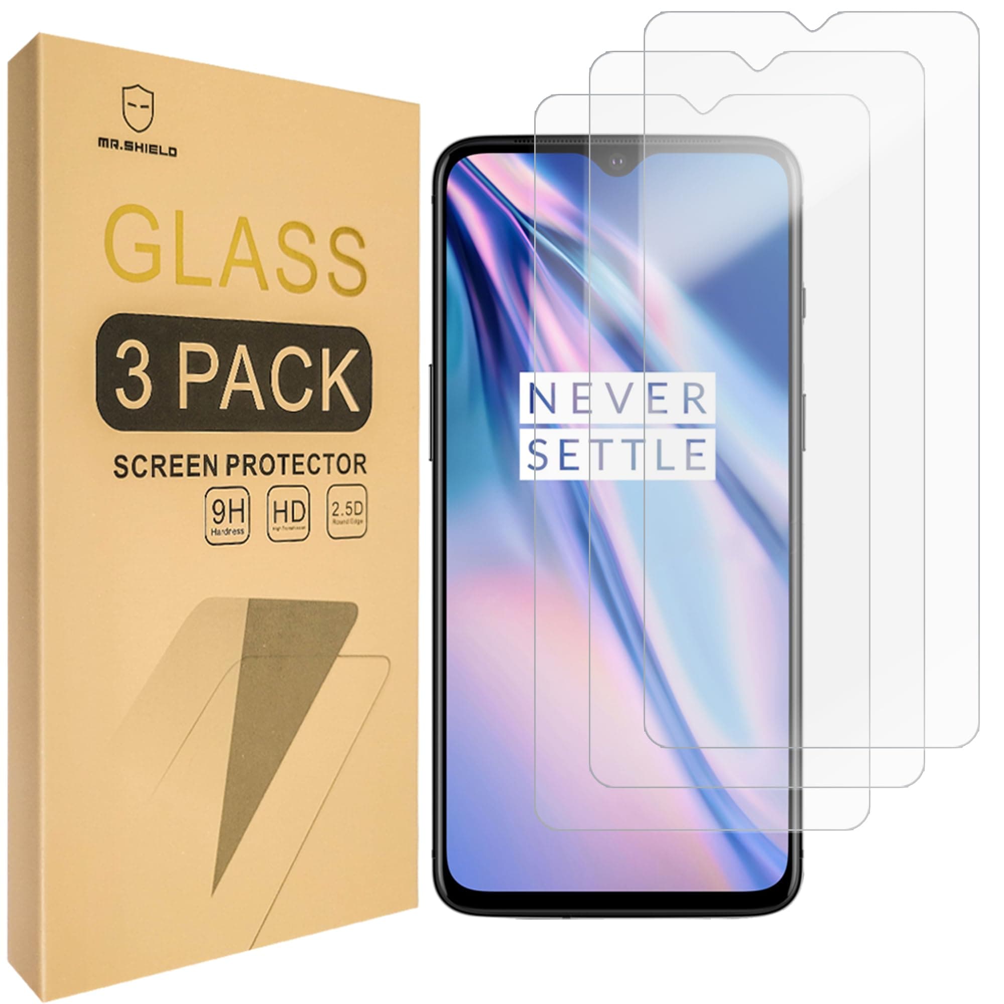 Mr.Shield [3-Pack] Designed For OnePlus 7T [Tempered Glass] Screen Protector with Lifetime Replacement