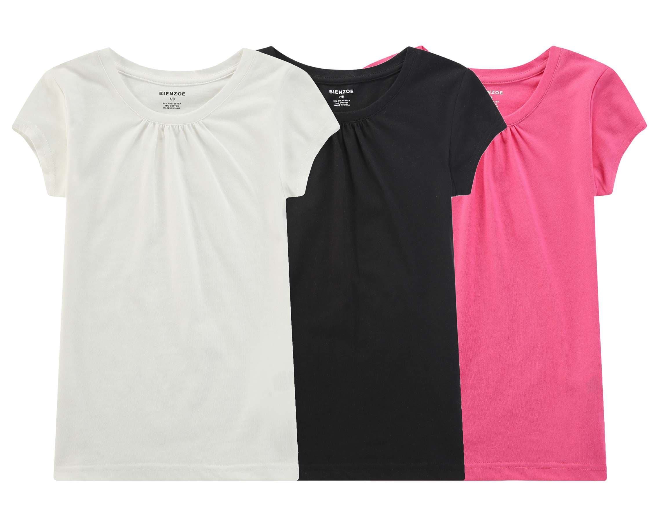 Girls School Uniform Tshirt: Kids Solid Color Tops 3pcs Pack
