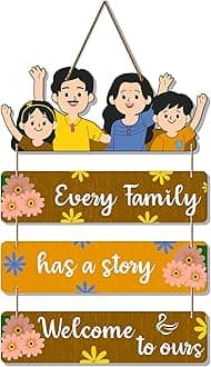 Artvibes Family Quote Decorative Wall Art MDF Wooden Wall Hanger for Living Room | Bedroom | Gift | Wall Hanging for Home Decoration | Art Piece for Room Decor | Wood Art Item (WH_6911N), Set of 4