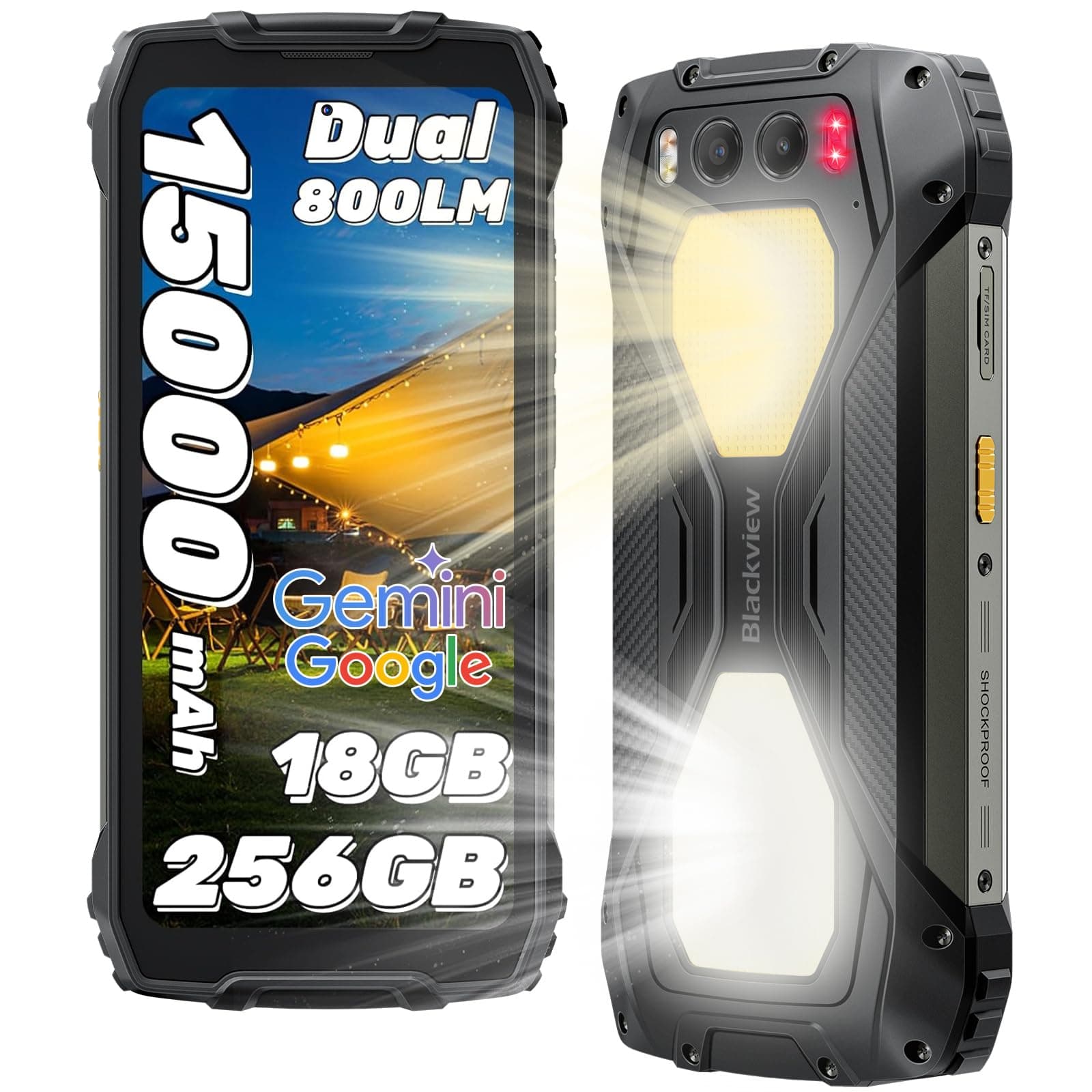 – BV7300 Rugged Smartphone Android 14,18GB+256GB/2TB TF, 15000mAh 45W Fast Charge, 50MP+32MP+20MP Night Vision Camera,6.67" FHD+, 800LM Camp Light Rugged Phone, Face Fingerprint Unlock/NFC