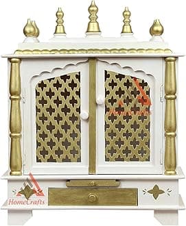 FASHERATI Wooden Temple/Pooja Mandir for Home, 24x12x30 Inches(SRHD713-WHITE-L)