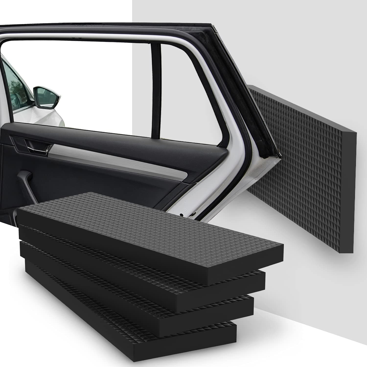 Fosmon Garage Wall Protector for Car Doors (4 Packs), 3/4" Ultra Thick Garage Wall Bumper Guard with EVA Foam (Up to 300LB Impact) and Mesh Self Adhesive Padding for Warehouse Parking Assist- Black