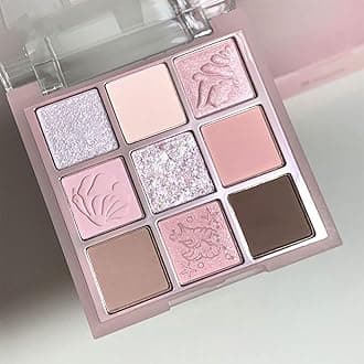 9 Colors Eyeshadow Palette, Matte Glitter Shimmer Eye Shadow Pallet, Light Purple Pink High Pigment Blendable Shades, Sparkling Powder Eyeshadow Makeup, Daily Bright Eyes Makeup Palette Warm Tone