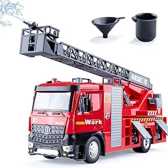 1:24 Scale Die-Cast Fire Brigade with Spray & Crane with Openable Doors Working Headlights & Tail Lights【Pack of 1】【Multi-Colored】