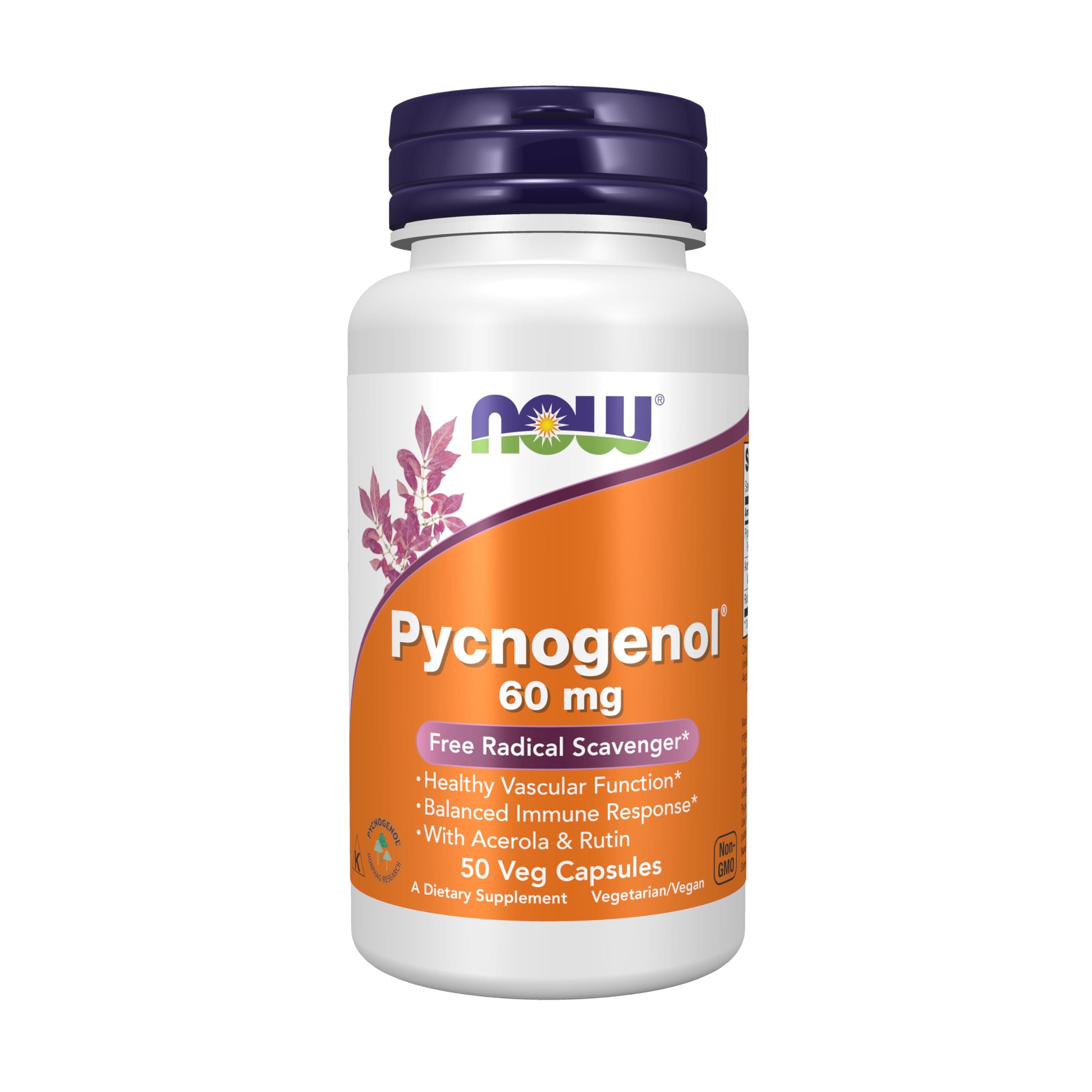 Supplements, Pycnogenol 60 mg (a Unique Combo of Proanthocyanidins from French Maritime Pine) with Acerola & Rutin Powder, 50 Veg Capsules