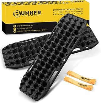 BUNKER INDUST Off-Road Traction Boards, Pair Recovery Tracks Traction Mat for 4WD Jeep Mud, Sand, Snow - Emergency Tire Traction Device