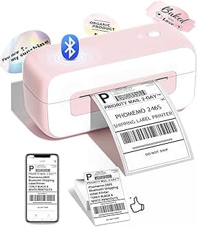 Phomemo - 4x6 Bluetooth Thermal Shipping Label Printer for Desktop, Parcel Shipping, Small Business, Office and Home for Amazon, eBay, Shopify, Etsy, UPS and FedEx (Pink)