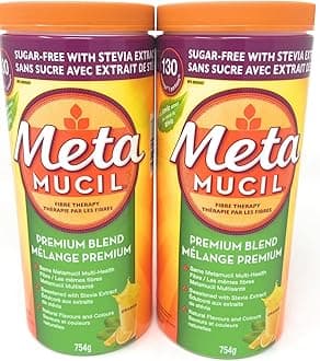 MetamucilPremium Blend, Daily Psyllium Fiber Powder Supplement, 4-in-1 Fiber for Digestive Health, Sugar-Free with Stevia, Plant Based Fiber, Orange Flavored, 26.6oz (754g) (Pack of 2), 53.2 Ounce
