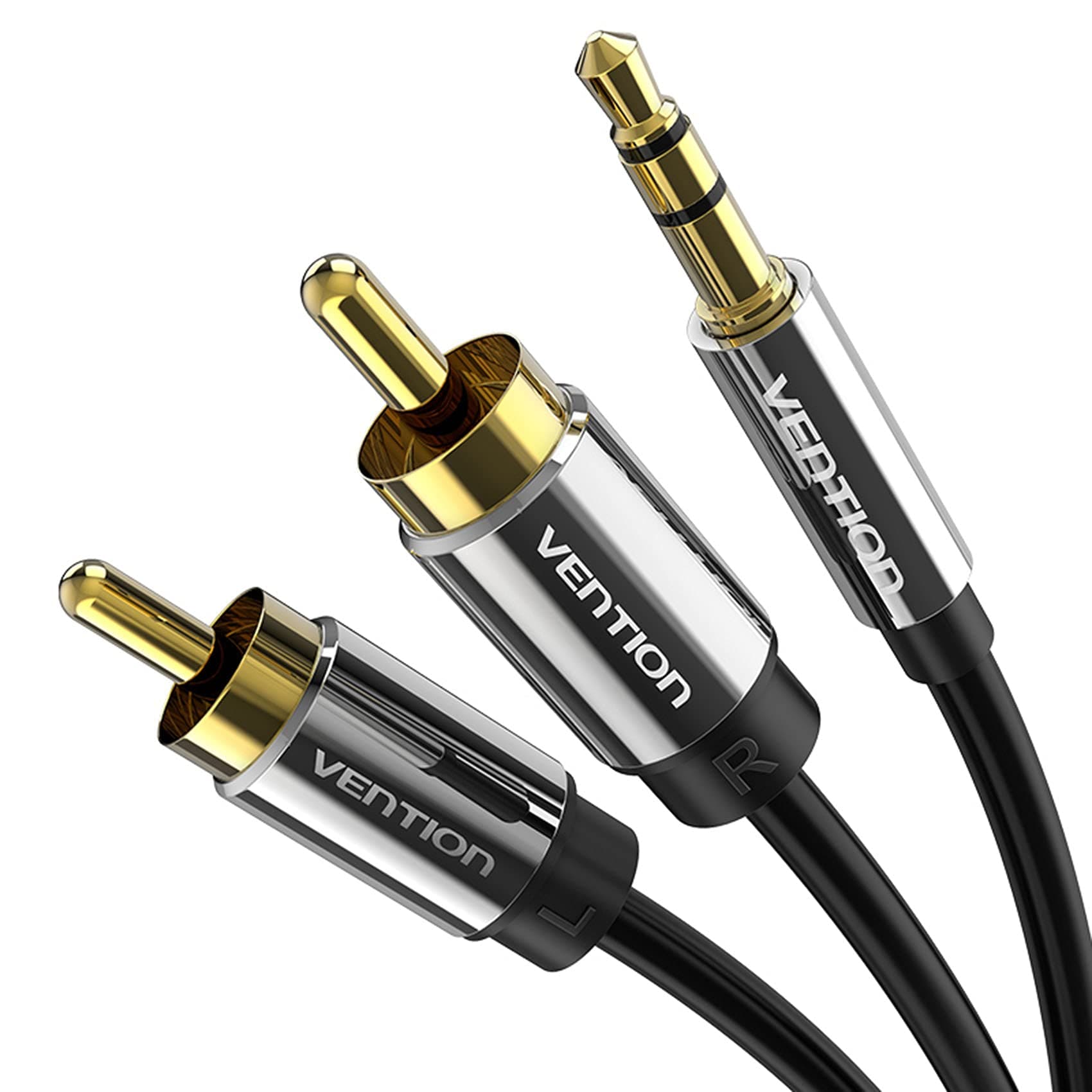 RCA Audio Cable 3.5mm to 2RCA Y Splitter Stereo Audio Cable 2 RCA Phono Male to 3.5mm Compatible with DJ Controller Speaker TV Car Stereo Hi-Fi Amplifer Smartphones MP3 Tablets (5M)