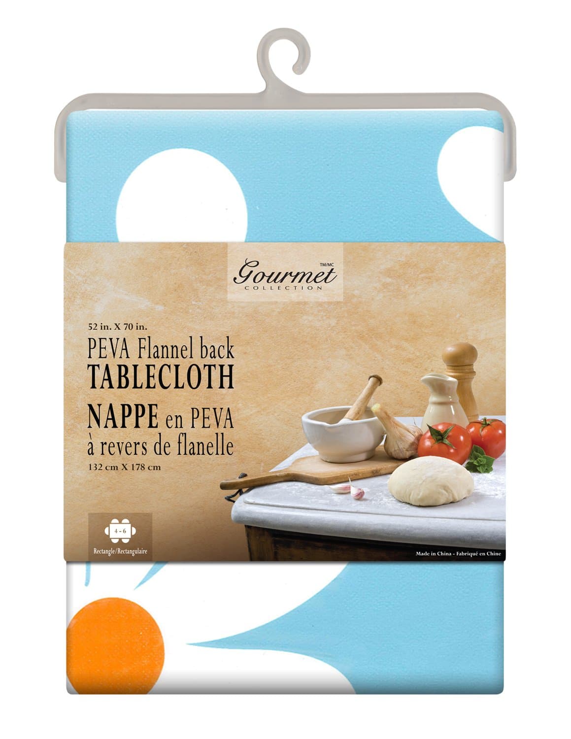 Gourmet Collection Printed PEVA Flannel Back Tablecloth, 52" x 70" Daisy