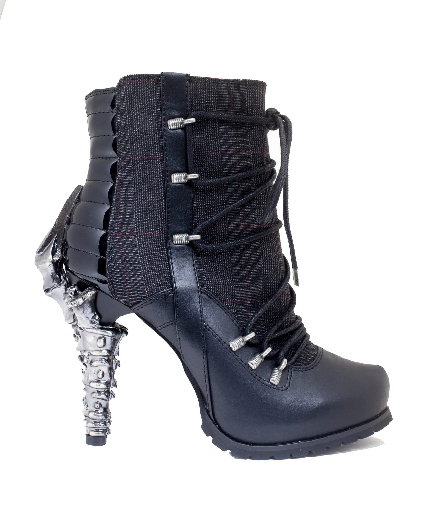 Hades Shoes - Shade Biker Inspired Ankle Boots w/Adjustable Front Laces 5.5 / Red