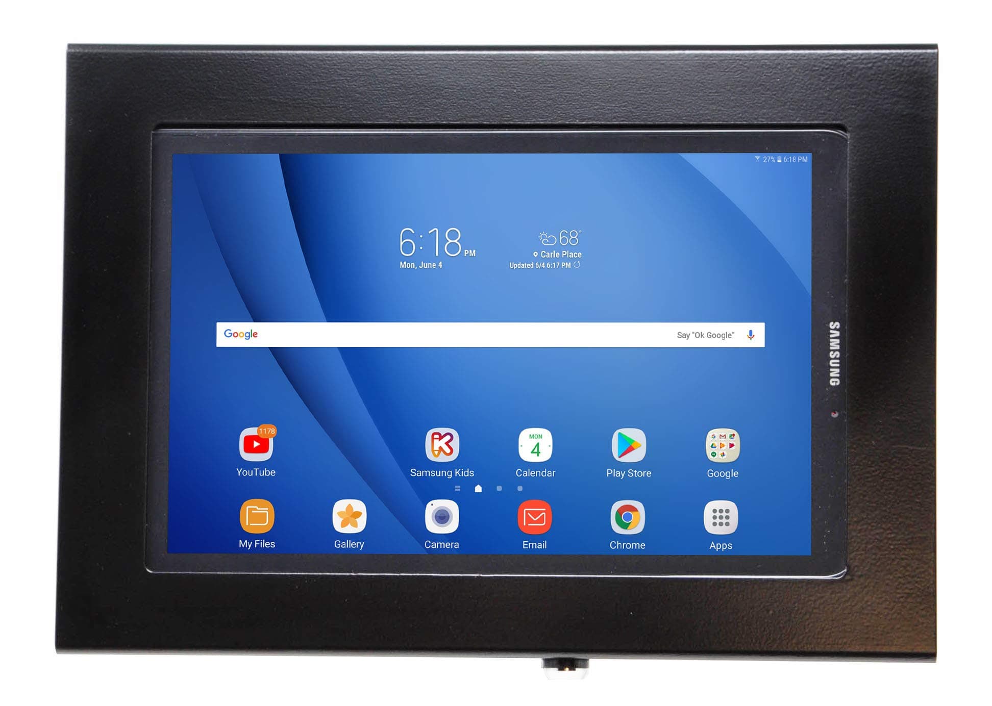 TABcare Locking Security Metal Case for Samsung Galaxy TAB A 10.1 SM-T580 Supports 75/100 mm VESA and Wall Mount (Black, Without S Pen)