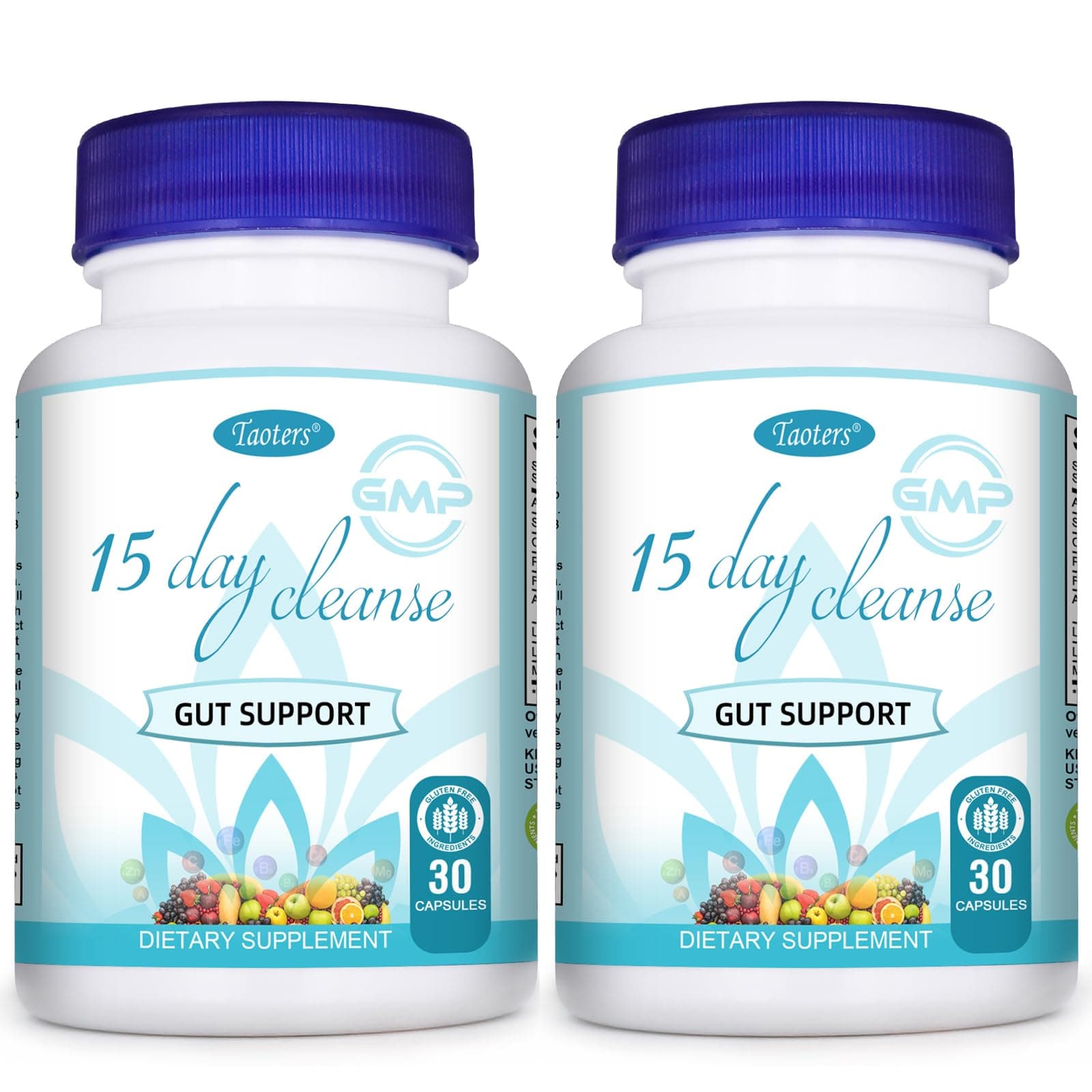 15 Day Cleanse Gut Support 2 Pack, Detox Supplement with Senna, Cascara Sagrada & Psyllium Husk, for Men and Women | Total 60 Capsules