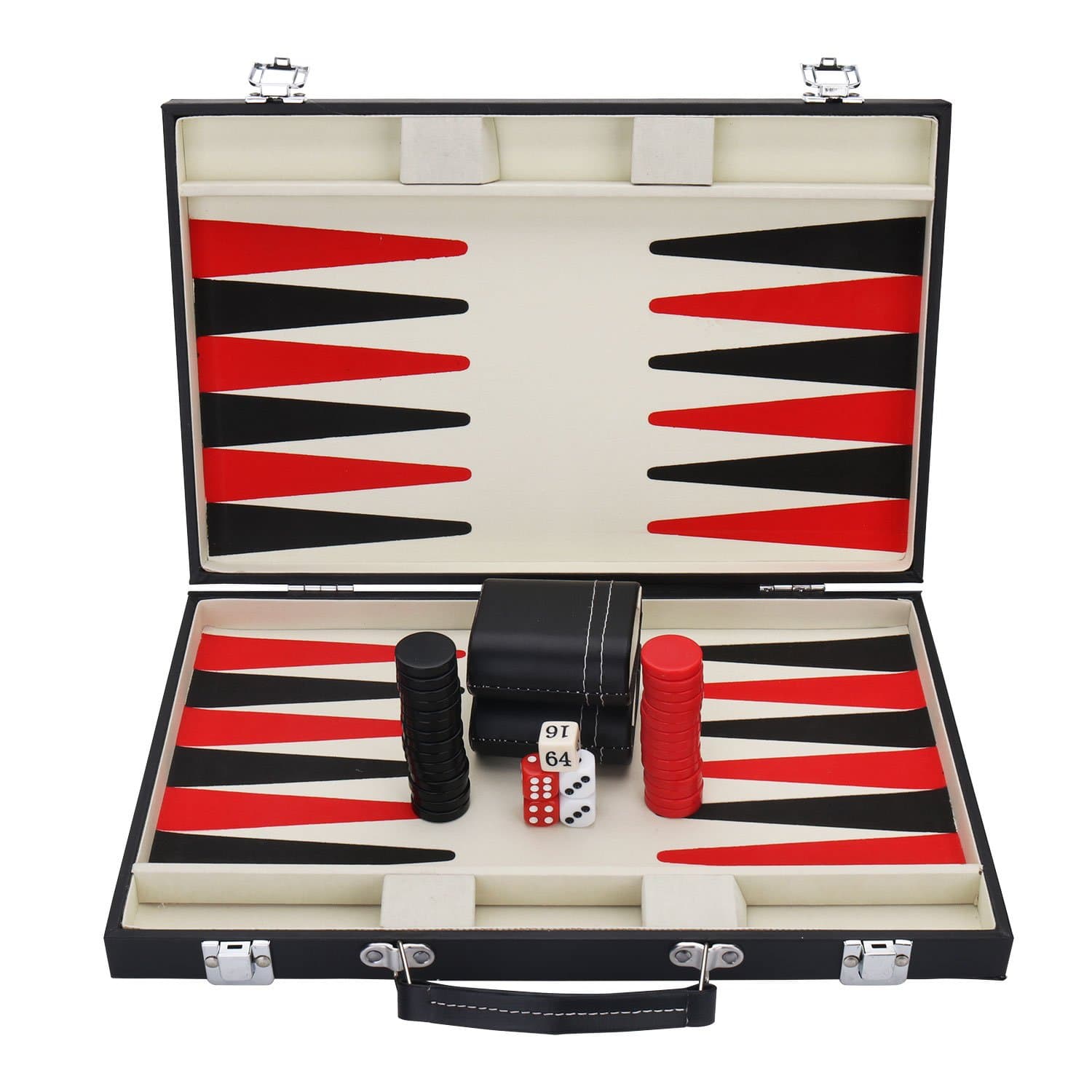KAILE Wood Board Game, Backgammon for 2 Players, 12 Years and Up, Family Time, Travel Leatherette Carrying Case, Black and Red, 15inch, 1 Count