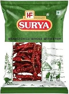 HF, Surya Byadagi Chilli Whole With Stem 200g Specialty Chilly 100% Natural Dry Red Chilli Red Chillies Whole