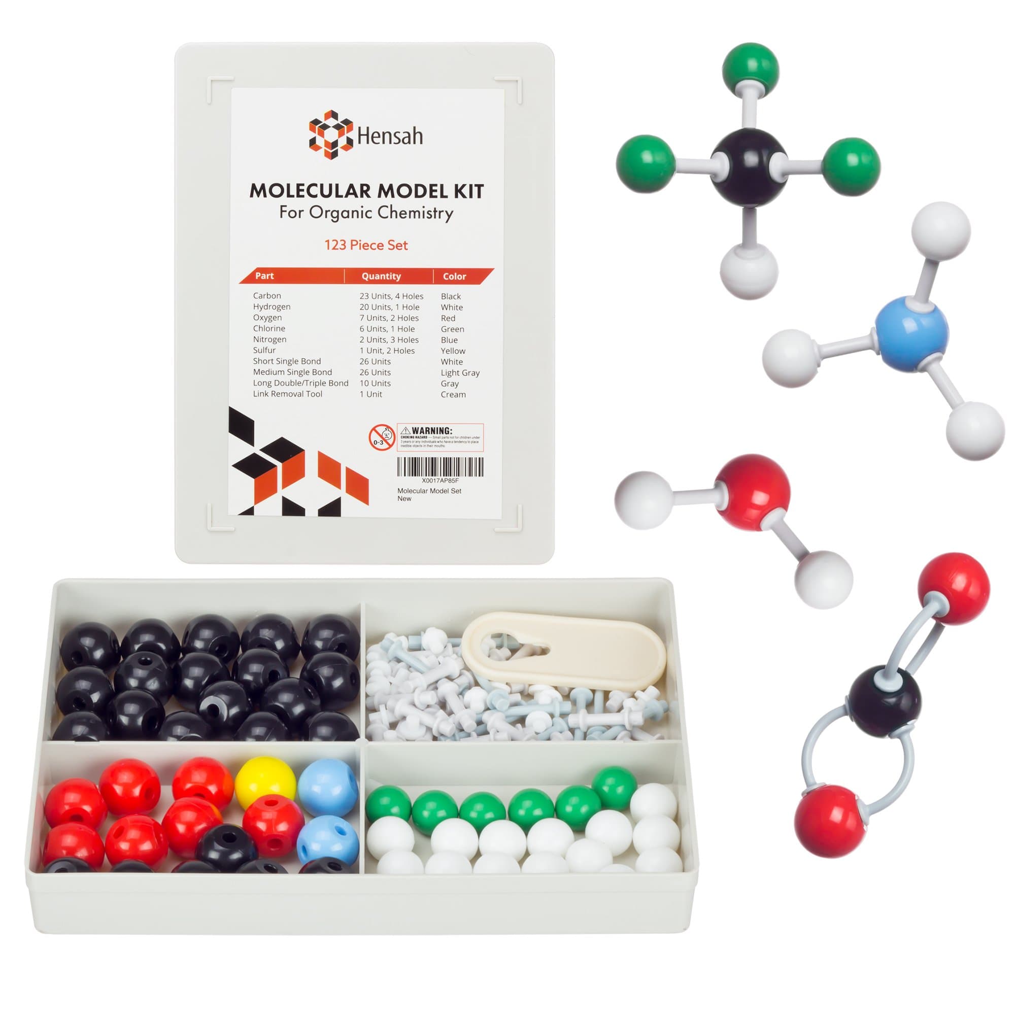 Chemistry Model Kit - Molecular Model Kit for General and Organic Chemistry - Student and Teacher Molecular Modeling Set (123 Pieces)