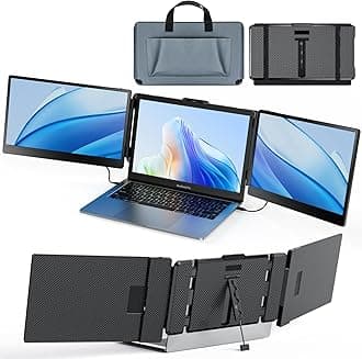 Laptop Screen Extender Kwumsy S2 Triple Monitor Extender Ultra Slim 14" 1080P FHD IPS Portable Monitor for Laptop with Stand Compatible with Mac Windows Linux Switch PS4/5