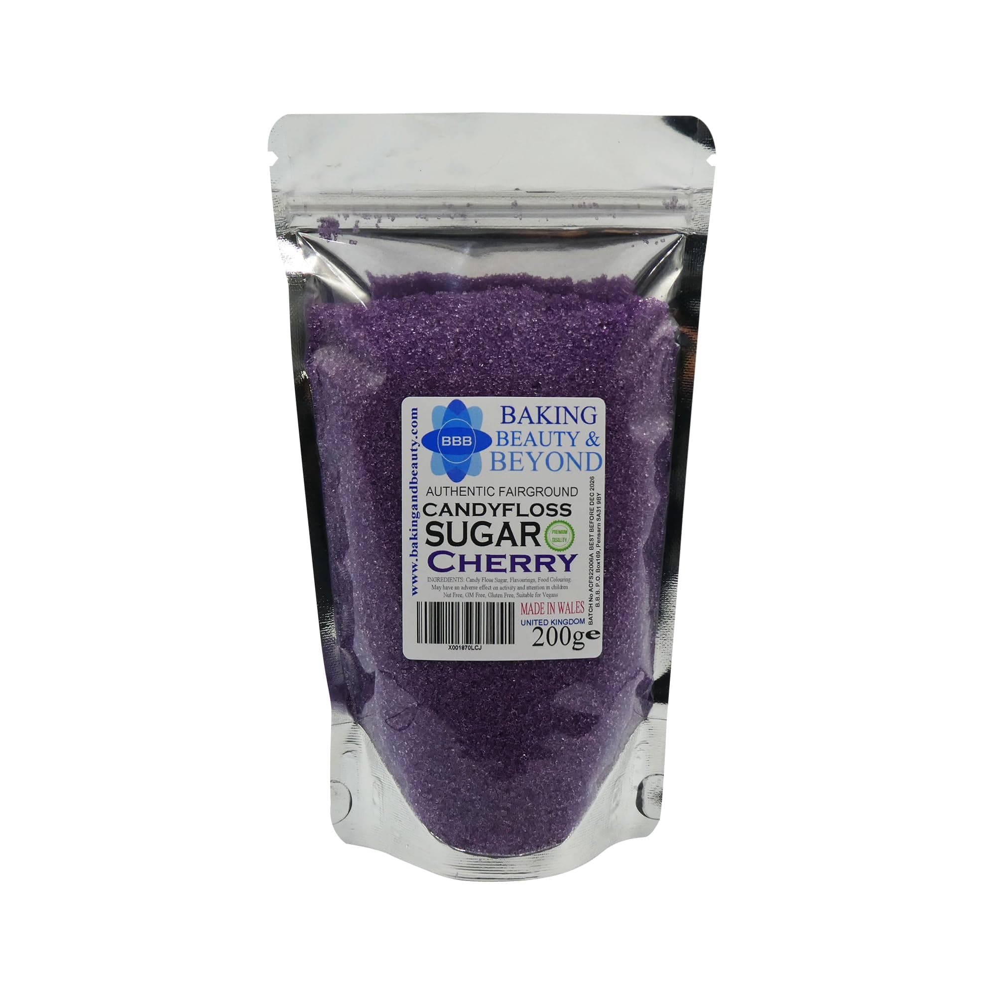 Baking Beauty and Beyond Premium Candy Floss Sugar 200g - Cherry Flavour