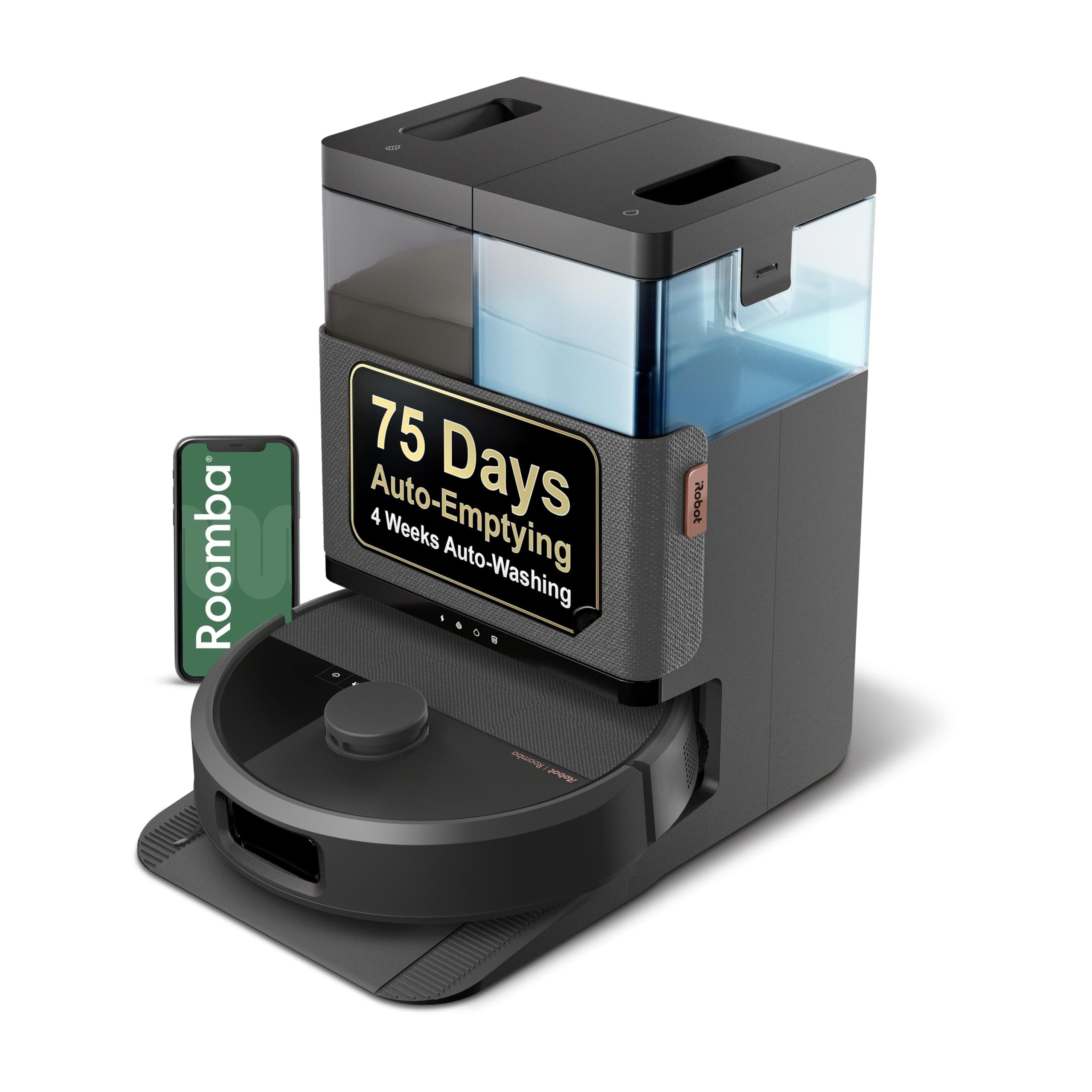 - Roomba Plus 505 Combo Robot Vacuum & Mop with AutoWash Dock - Extending Spinning Mop Pads, Self-Empties, Pad Wash & Heated Drying, Self-cleaning, Recognizes & Avoids Obstacles, LiDAR Navigation