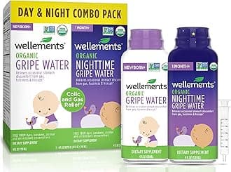 Organic Gripe Water for Babies Day & Night Combo Pack (4 Fl Oz) - Infant Gripe Water Newborn Calms Occasional Stomach Discomfort from Baby Gas, Colic, Hiccups & Fussiness - USDA Certified