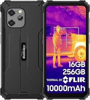 BlackviewBV8900 Rugged Smartphone, Thermal Camera 16GB RAM 256GB ROM 2TB TF Rugged Phone Unlocked, 6.5-inch 2.4K FHD+ Display, 10000mAh 33W Fast Charge, 64MP Anti-Shake Camera IP 69K Waterproof, NFC