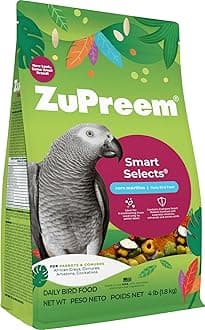 Smart Selects Daily Bird Food for Parrot, Conure, Caique, African Grey, Eclectus, Small Cockatoo, Bird Pellets and Seed Blend, Nutrition for Medium Large Birds, Parrot Food (ML, 4 lbs)