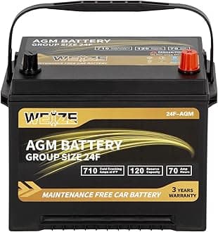 Weize Platinum AGM Battery BCI Group 24F Automotive Battery, 120RC, 710CCA, 36 Months Warranty, Dimensions 10.75" L x 6.81" W x 8.98" H